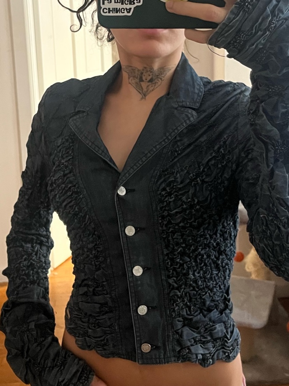 Kenzo Ruched Denim Ruffle Jacket - Picture 4 of 4